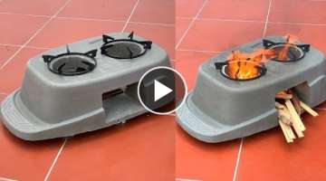 Making Firewood Stove From Plastic Boat Molds - Creative Projects From Cement