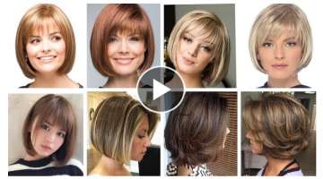 Top Trendy Short Bob Haircuts With Curtain Bangs For Women 2022 Short Hair Hairstyles Viral Image...