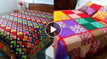 Modern style crochet Granny Square Pattern bedsheets designs