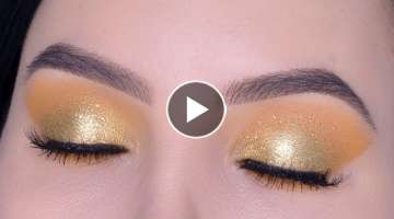Golden Glitter Eye Makeup Tutorial | Christmas Makeup