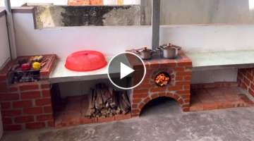 Build a large outdoor wood stove / Creative ideas from bricks and cement