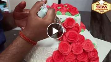 How to make engagement cake | Flowers Design Cake | Sunil Cake Master