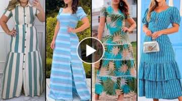 Unique and elegant style lining print awesome maxi dress designs for ladies 2022