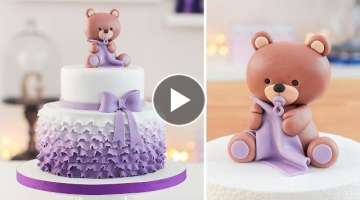 Easy Baby Shower Cake + Bear cake Topper - Tan Dulce