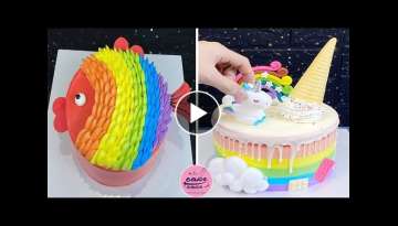 Rainbow Cake Decorating Compilation | How to Make Rainbow Cake For Everyone | Chocolate Cake Reci...