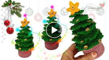 Crochet Christmas Tree in a Pot || An Easy Crochet Christmas Tree Tutorial || @cennagurumi