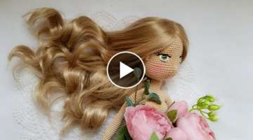 Attaching hair to crocheted doll / doll hair idea