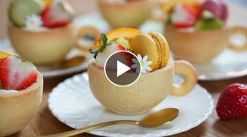 컵을 통째로 먹는다고? 과일 미니 타르트 / Fruits Mini Tart Recipe / Vanilla Cooki...
