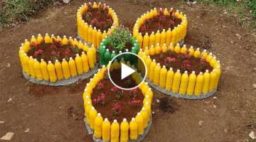 Smart reuse, Making Flower garden by reusing plastic bottles and cement