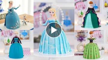 I made ALL of FROZEN dresses as CAKES!!