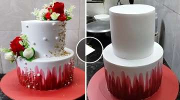 Two Tire Engagement Cake Decorating Ideas |Red Velvet Cake Recipe |Beautiful Flowers Engagement C...