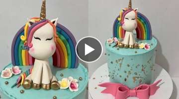 How To Make A Unicorn Cake | Rainbow Unicorn Cake | pastel de unicornio | Deniz cake