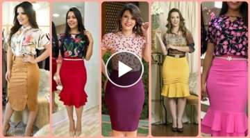 work women's casual wear pencil skirts outfits ideas with blouse and top shirts