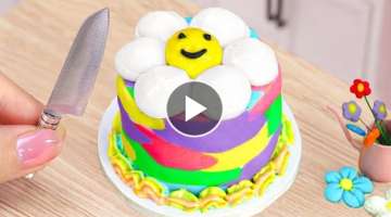 ???? Beautiful Miniature Daisy Flower Cake Decorating | Yummy Rainbow Buttercream Ideas Cake