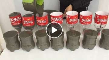 Build Beautiful And Easy Cement Flower Pots From Plastic Bottles / Decorating Ideas For Your Gard...