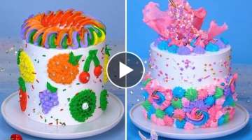 How to Make Rainbow Cake Decorating For Party | Amazing Colorful Cakes Decorating Recipes