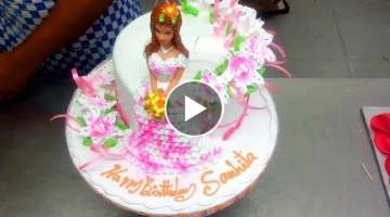 How to Make Barbie Cake Design and Flowers Decoration Video