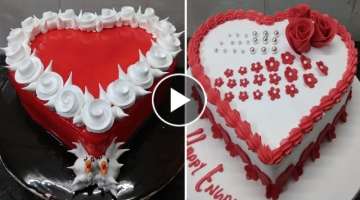 Two Heart shape cake design |Anniversary cake |Wedding cake |Engagement cake Red colour Heart cak...