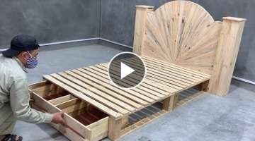 How To Build A Beautiful Single Bed Out Of Pallets For Your Child - Creative Woodworking Idea Des...