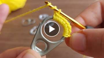 Super Crochet Knitting using Soda Can with opening ring ???? Açma Halkası ile Şahane Örgü Mo...