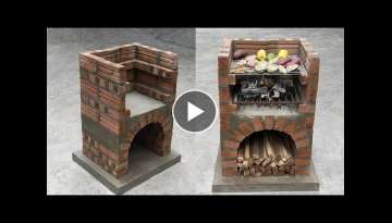 Build an outdoor grill from cement and red bricks