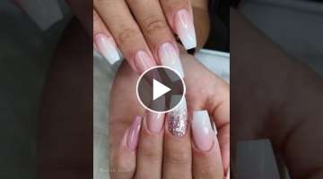 @Merlin Nails Best Ombre Baby boomer Baby color french fade nude glitter long ballerina gel nails