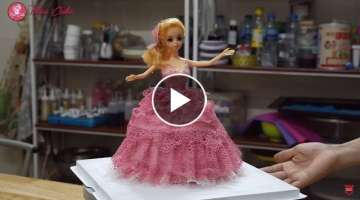 Trang Trí Bánh Búp Bê Barbie Với Ren Đường Sang Chảnh - Decorate Barbie Doll Cake Wit...