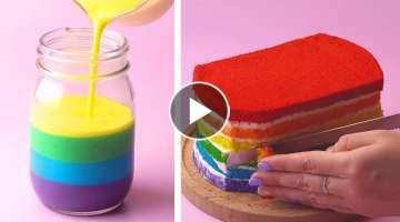 How To Make Rainbow Cake Decorating Ideas | So Yummy Cake Recipes | Tasty Plus