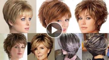 You Will Love All This Short Bob Haircuts With Unique Hair Color For Women Over 40 With Bangs 202...
