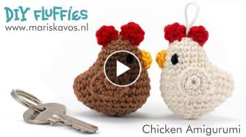 How to crochet a Chicken Amigurumi keychain tutorial - English