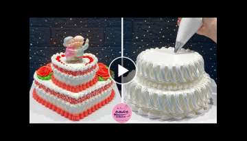 Technique Cake Decorating Ideas | Amazing Heart Cake for Anniversary | Birthday Cake Videos