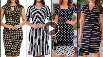 Most Classy New Style Black & White Bodycon dresses To Enhance your Beauty
