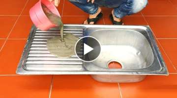 The idea of ​​making a wood stove from cement and a sink