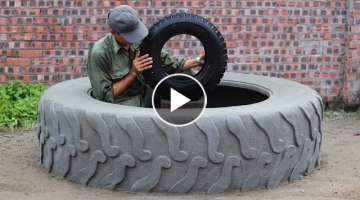 Outdoor Water Feature | Designer Outdoor Water Aquarium using Recycle Tires