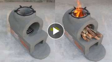 DIY wood stove - The idea to make a wood stove from old paint bucket and cement