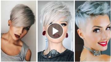 Latest Trendy Silver Pixie Haircut Style For Women's 40-50-80 Ages | Pixie-Bob Haircuts