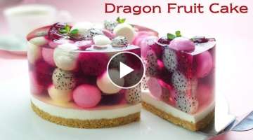 No-Oven / No-Egg / 컵 계량 / 과일 젤리 치즈케이크 / Beautiful Dragon Fruit Jelly Chee...
