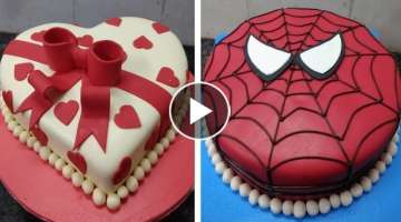How to make Birthday cake Design |Fondant cake |Heart shape cake |Spider man cake Design