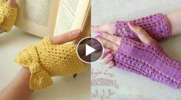 very ravishing & cute hand knitted crochet fingerless gloves pattern