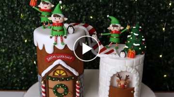 Cute Elves Santa's Workshop Christmas CAKE! | Amazing Holiday Cake Decorating Ideas