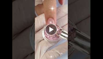 @Merlin Nails Best long nude pink Glass Glitter Nails ballerina shape | Gel nails by Merlin