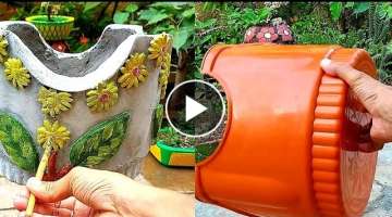 Cement Craft ideas for Garden/How To Make Flower Pot at Home/Wonderful Products