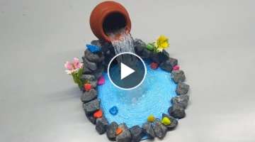 how to make Waterfall from hot glue gun and small pot. Showpiece for home decoration.