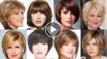 Short Bob Haircuts With Curtain Bangs For Women Any Age 30-40-50 2022 //Short Hair Hairstyles