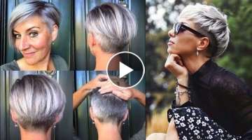 Women Best Silver Pixie Haircut Style For Women's Any Ages 40-50-60 | Pixie Cuts For Older WOMEN