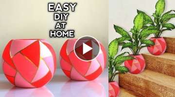 Cement Pot Making At Home | DIY Plant Pots With Newspaper | Pottery | Home Decoration Ideas