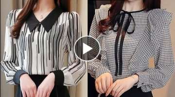 Gorgeous and Unique Casual Wear lining and check Print Blouse and Top Designs
