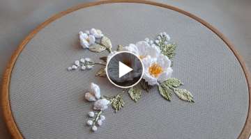 3D Jasmine Flowers Embroidery for Your Home. Dimensional Embroidery Beadwork