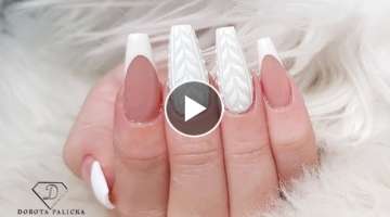 How to do french manicure gel nail extensions. Jumper nails. Sweater nail art