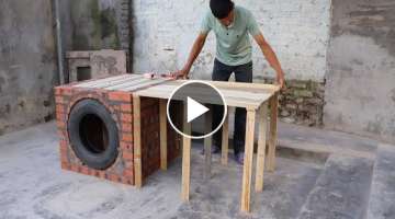 Build a beautiful, utility wood stove from red bricks and cement